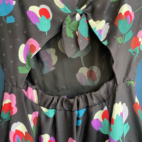 Anthropologie Corey Lynn Calter Silk Floral Dress In Black Floral Size 4 - Picture 6 of 6